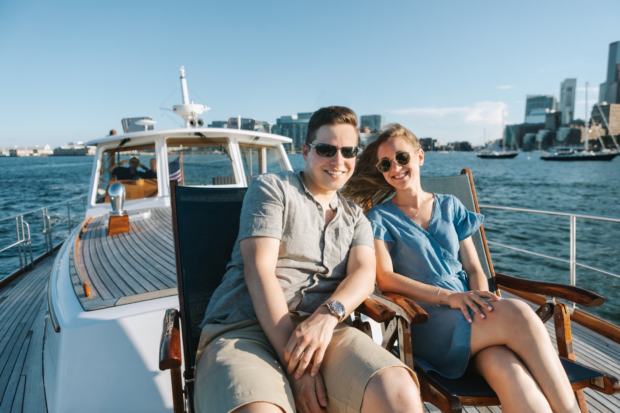 A powerboat built by boston whaler, the 17 montauk is a center console vessel. A Surprise Yacht Proposal In Boston Harbor